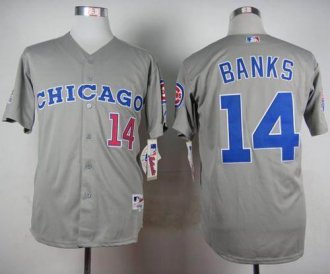 Chicago Cubs #14 Ernie Banks Grey 1990 Turn Back The Clock Stitched Baseball Jersey
