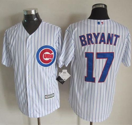 Chicago Cubs #17 Kris Bryant New White Strip Cool Base Stitched Baseball Jersey