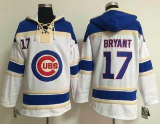 Chicago Cubs #17 Kris Bryant White Sawyer Hooded Sweatshirt Baseball Hoodie