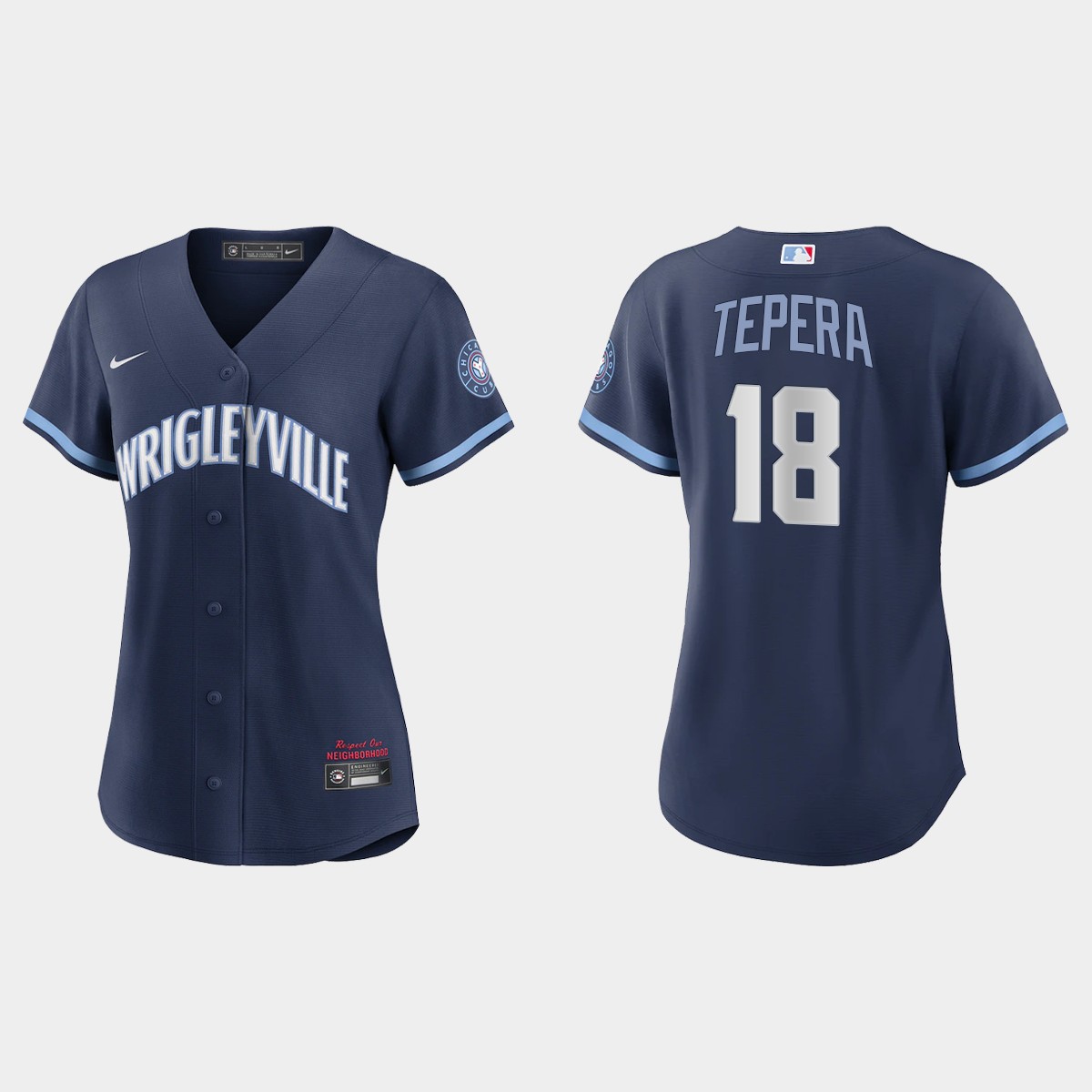 Chicago Cubs #18 Ryan Tepera Women's Nike 2021 City Connect Navy MLB Jersey Chicago Cubs #18 Ryan Tepera Women's Nike 2021 City Connect Navy MLB Jersey