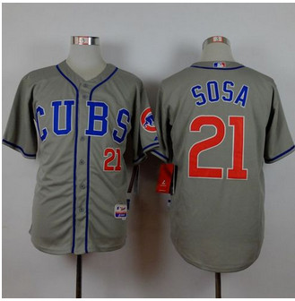Chicago Cubs #21 Sammy Sosa Grey Alternate Road Cool Base Stitched Baseball Jersey
