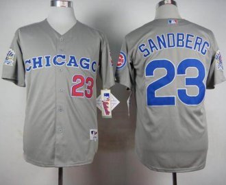Chicago Cubs #23 Ryne Sandberg Grey 1990 Turn Back The Clock Stitched Baseball jersey