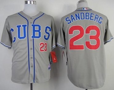 Chicago Cubs #23 Ryne Sandberg Grey Alternate Road Cool Base Stitched Baseball Jersey