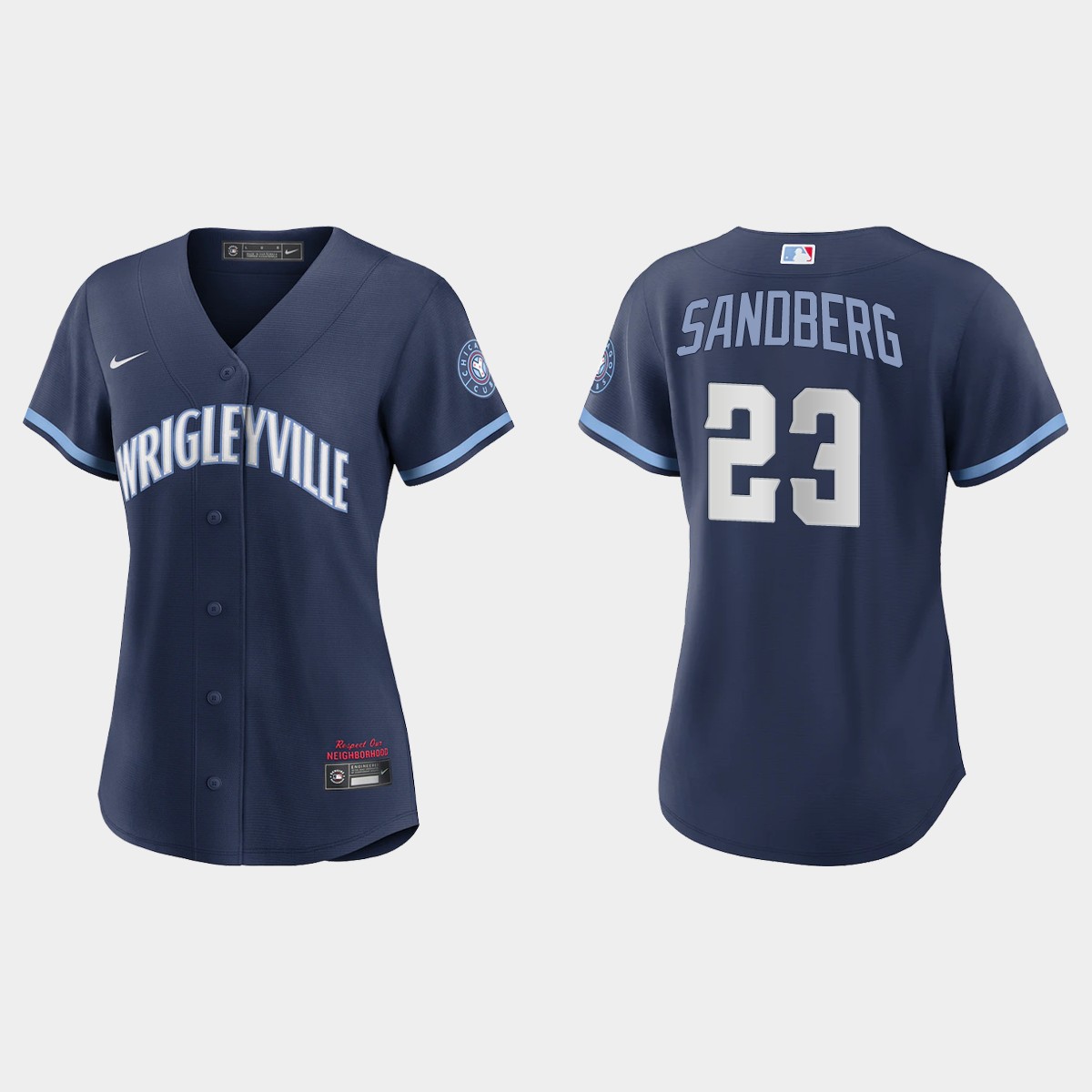 Chicago Cubs #23 Ryne Sandberg Women's Nike 2021 City Connect Navy MLB Jersey Chicago Cubs #23 Ryne Sandberg Women's Nike 2021 City Connect Navy MLB Jersey