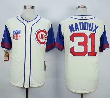 Chicago Cubs #31 Greg Maddux Cream Blue 1942 Turn Back The Clock Stitched Baseball Jersey