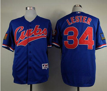 Chicago Cubs #34 Jon Lester Blue 1994 Turn Back The Clock Stitched Baseball Jersey