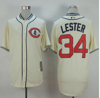 Chicago Cubs #34 Jon Lester Cream 1929 Turn Back The Clock Stitched Baseball Jersey