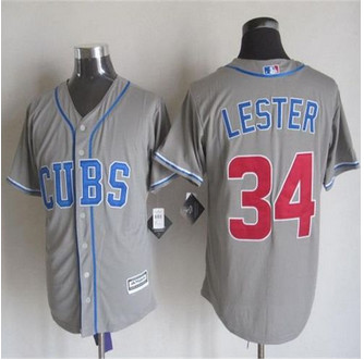 Chicago Cubs #34 Jon Lester Grey Alternate Road New Cool Base Stitched Baseball Jersey