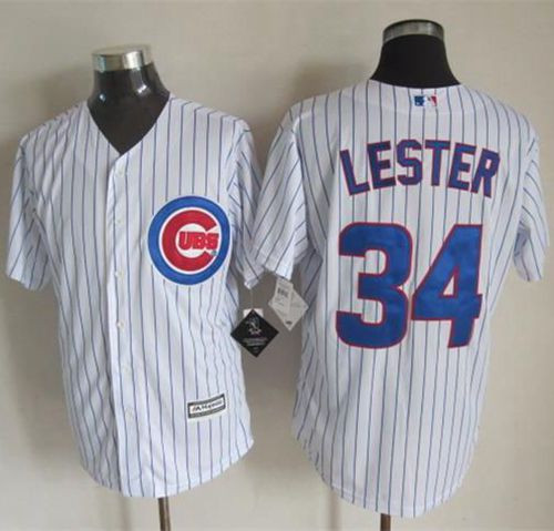 Chicago Cubs #34 Jon Lester New White Strip Cool Base Stitched Baseball Jersey