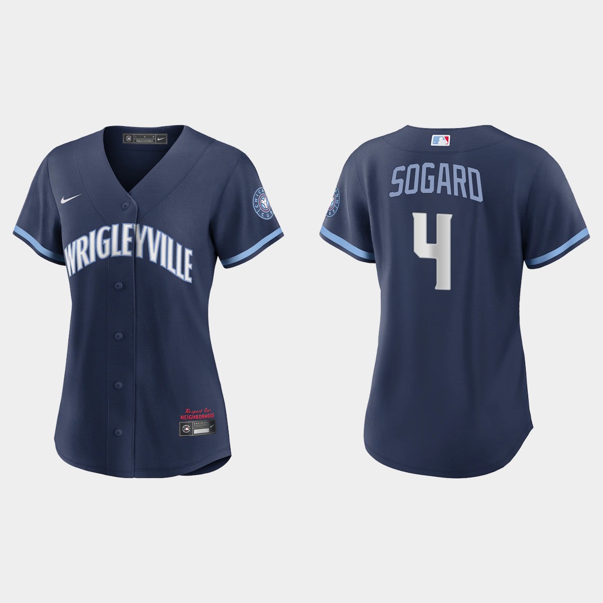 Chicago Cubs #4 Eric Sogard Women's Nike 2021 City Connect Navy MLB Jersey Chicago Cubs #4 Eric Sogard Women's Nike 2021 City Connect Navy MLB Jersey