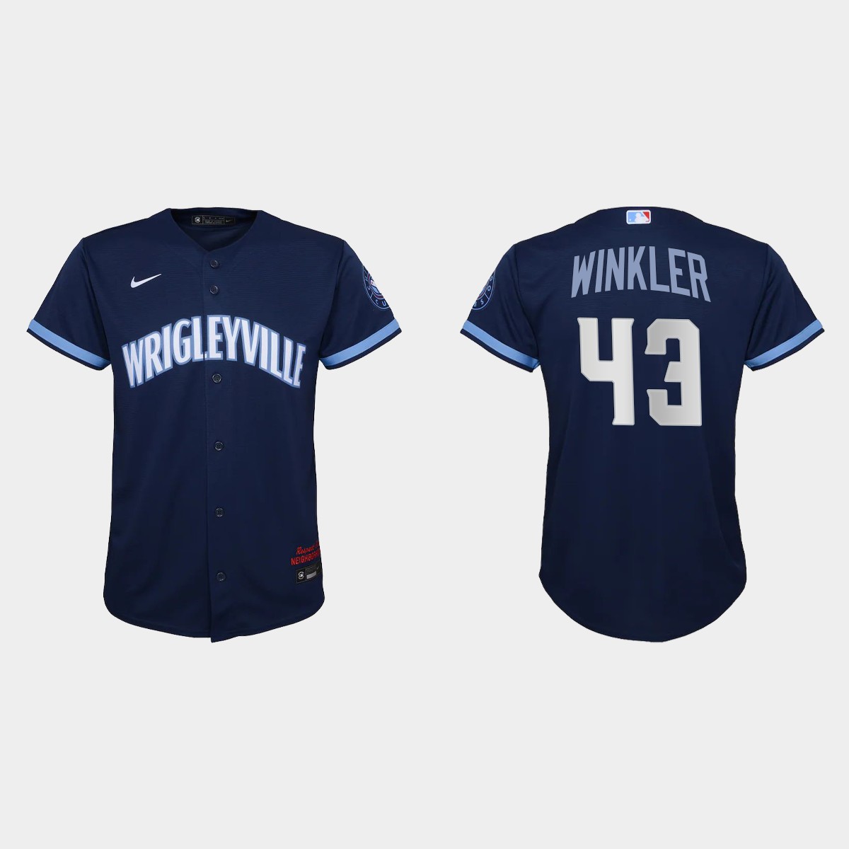 Chicago Cubs #43 Dan Winkler Youth Nike 2021 City Connect Navy MLB Jersey Chicago Cubs #43 Dan Winkler Youth Nike 2021 City Connect Navy MLB Jersey