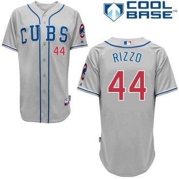 Chicago Cubs #44 Anthony Rizzo Grey Alternate Road Cool Base Baseball Jersey
