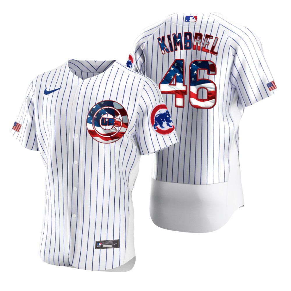 Chicago Cubs #46 Craig Kimbrel Men's Nike White Fluttering USA Flag Limited Edition Authentic MLB Jersey