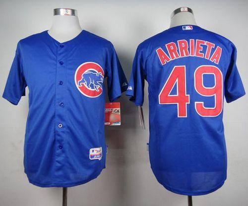 Chicago Cubs #49 Jake Arrieta Blue Alternate Cool Base Stitched Baseball Jersey
