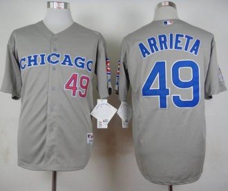 Chicago Cubs #49 Jake Arrieta Grey 1990 Turn Back The Clock Stitched Baseball Jersey