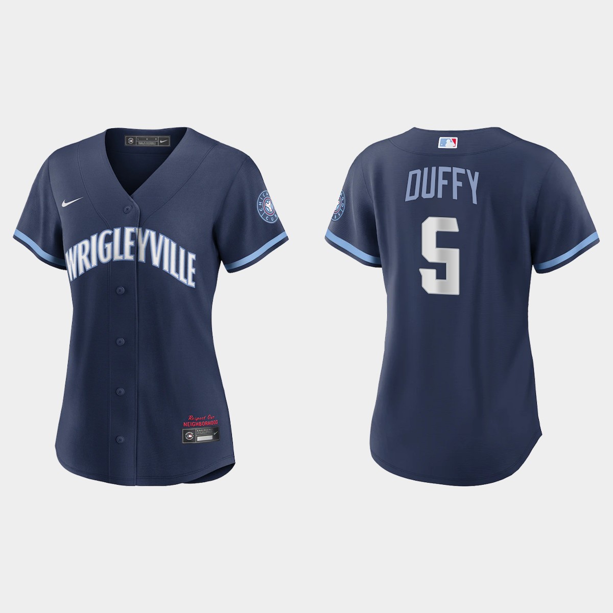 Chicago Cubs #5 Matt Duffy Women's Nike 2021 City Connect Navy MLB Jersey Chicago Cubs #5 Matt Duffy Women's Nike 2021 City Connect Navy MLB Jersey