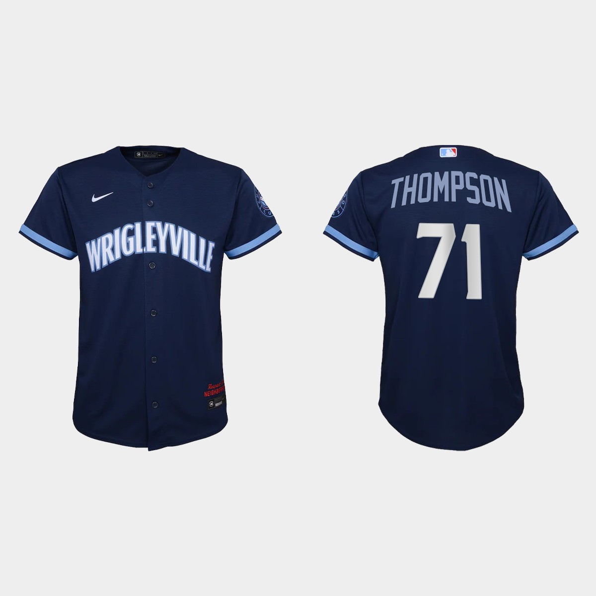 Chicago Cubs #71 Keegan Thompson Youth Nike 2021 City Connect Navy MLB Jersey Chicago Cubs #71 Keegan Thompson Youth Nike 2021 City Connect Navy MLB Jersey
