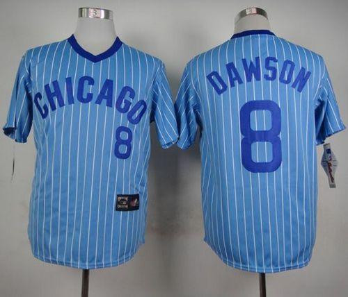 Chicago Cubs #8 Andre Dawson Blue(White Strip) Cooperstown Throwback Stitched Baseball Jersey
