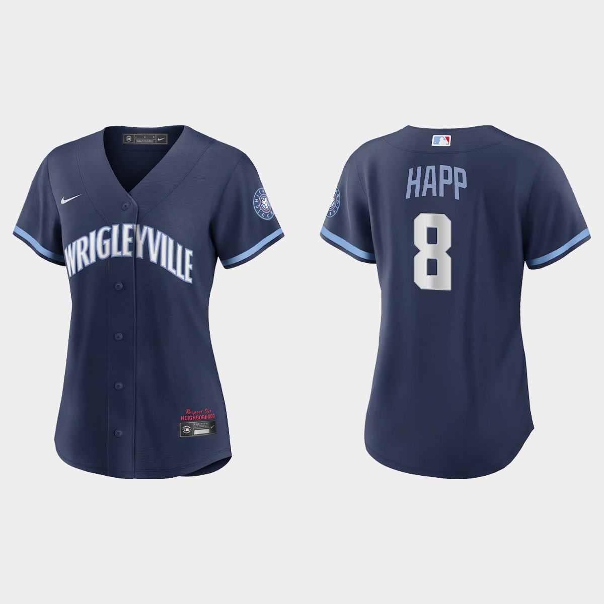 Chicago Cubs #8 Ian Happ Women's Nike 2021 City Connect Navy MLB Jersey Chicago Cubs #8 Ian Happ Women's Nike 2021 City Connect Navy MLB Jersey