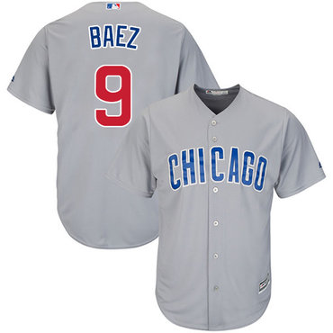 Chicago Cubs #9 Javier Baez Grey Road Cool Base Stitched Baseball Jersey