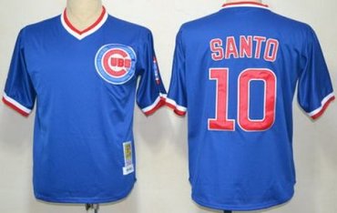 Chicago Cubs 10 Ron Santo Blue Throwback M&N MLB Jerseys