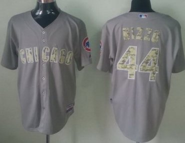 Chicago Cubs 44 Rizzo Grey MLB Jerseys Camo Number