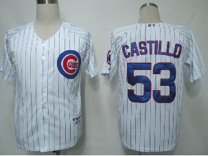 Chicago Cubs 53 Castillo White(Blue Strip) MLB Jerseys