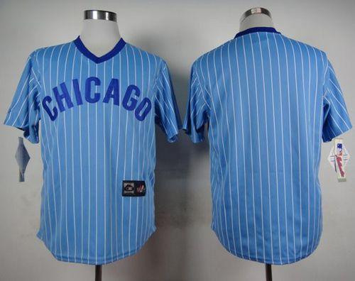 Chicago Cubs Blank Blue(White Strip) Cooperstown Throwback Stitched Baseball Jersey