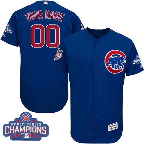 Chicago Cubs Blue 2016 World Series Champions Men's Flexbase Customized Jersey Chicago Cubs Blue 2016 World Series Champions Men's Flexbase Customized Jersey