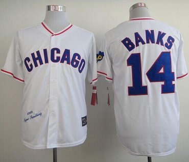 Chicago Cubs Mitchell And Ness 1968 Cubs #14 Ernie Banks White Throwback Stitched Baseball Jersey