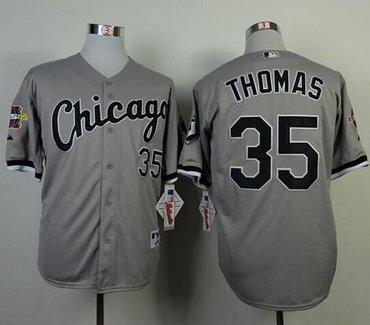 Chicago White Sox #35 Frank Thomas Grey Cool Base Stitched Baseball Jersey