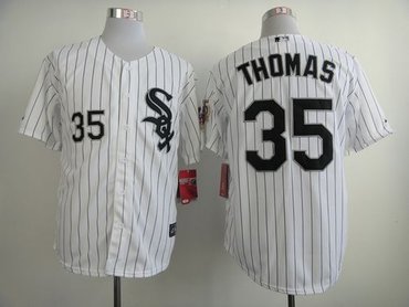 Chicago White Sox #35 Frank Thomas White w75th Anniversary Commemorative Patch Stitched Jersey