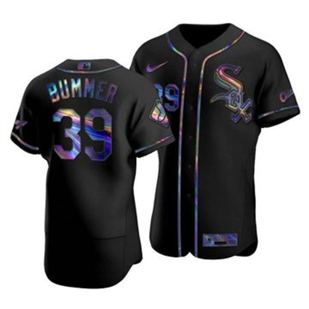 Chicago White Sox #39 Aaron Bummer Men's Nike Iridescent Holographic Collection MLB Jersey - Black Chicago White Sox #39 Aaron Bummer Men's Nike Iridescent Holographic Collection MLB Jersey - Black