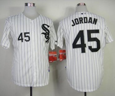 Chicago White Sox #45 Michael Jordan White-Black Strip Baseball Jersey