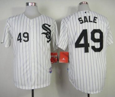 Chicago White Sox #49 Chris Sale White With Black Strip Stitched Baseball Jersey