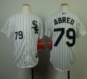 Chicago White Sox #79 Jose Abreu White(Black Strip) Cool Base Stitched Youth Baseball Jersey