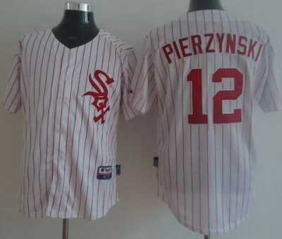 Chicago White Sox 12 Pierzynski White (Red Strip) MLB Jersey