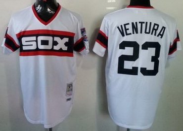 Chicago White Sox 23 Robin Ventura White Throwback M&N MLB Jerseys