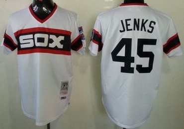 Chicago White Sox 45 Bobby Jenks White Throwback M&N MLB Jerseys(Jenks)