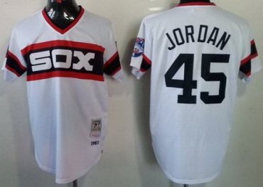 Chicago White Sox 45 Michael Jordan White Throwback M&N MLB Jerseys(Jordan)
