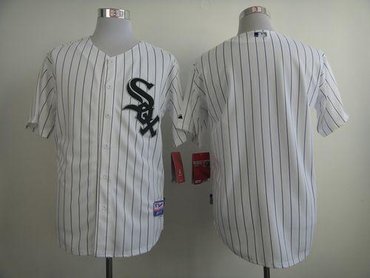 Chicago White Sox Blank White Black Strip Stitched Jersey