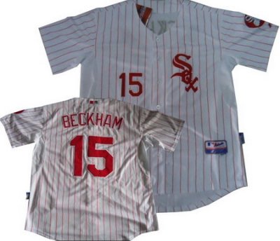 Chicago White Sox Gordon Beckham #15 white red strip Jersey