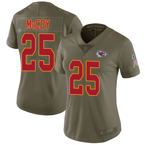 Chiefs #25 LeSean McCoy Olive Women's Stitched Football Limited 2017 Salute to Service Jersey Chiefs #25 LeSean McCoy Olive Women's Stitched Football Limited 2017 Salute to Service Jersey