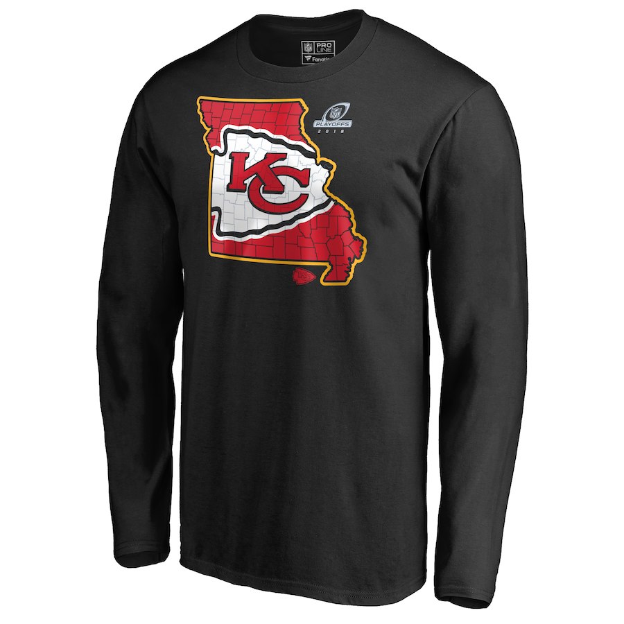 Chiefs Black 2018 NFL Playoffs Men's Long Sleeve T-Shirt
