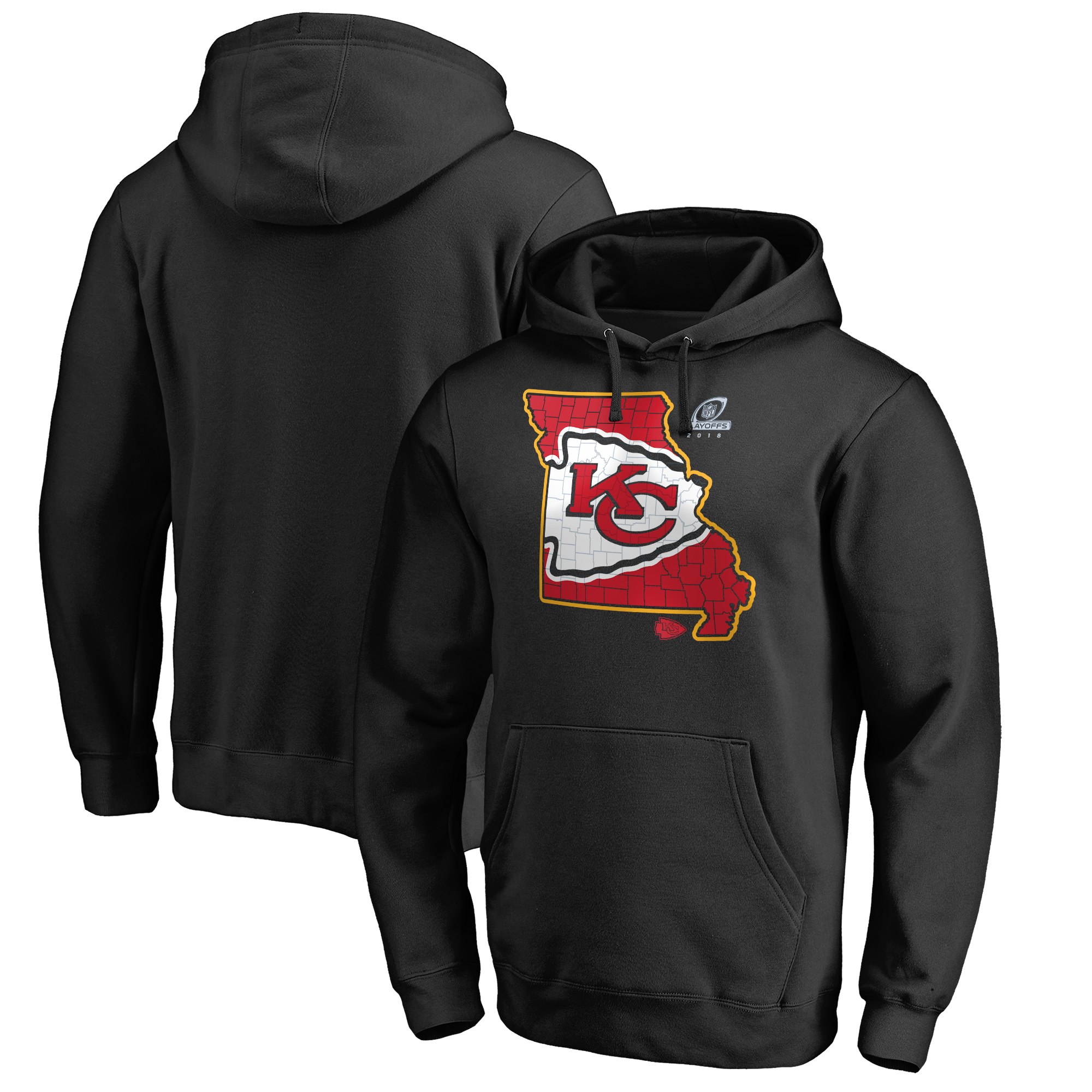 Chiefs Black 2018 NFL Playoffs Men's Pullover Hoodie Chiefs Black 2018 NFL Playoffs Men's Pullover Hoodie