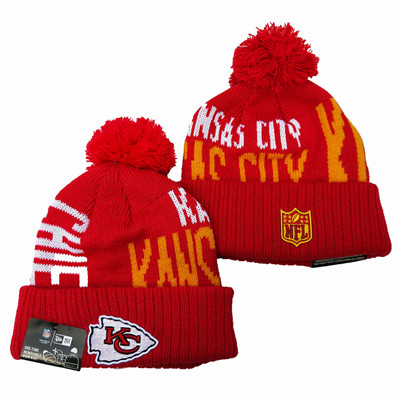 Chiefs Fresh Logo Red Pom Knit Hat YD