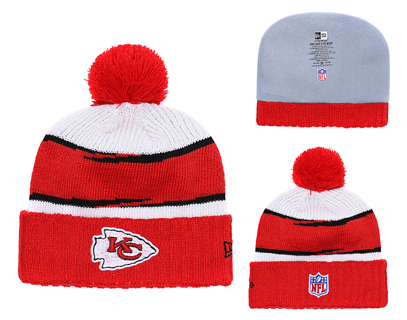 Chiefs Fresh Logo Red Pom Knit Hat YD
