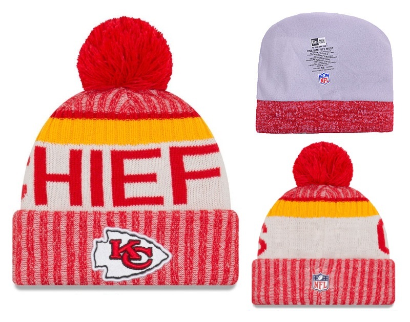 Chiefs Red 2017 NFL Sideline Pom Knit Hat YD