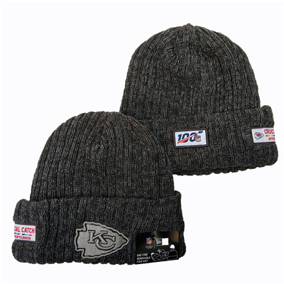 Chiefs Team Logo Gray 100th Season Pom Knit Hat YD