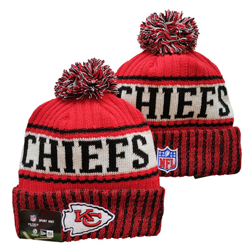 Chiefs Team Logo Red Pom Cuffed Knit Hat YD